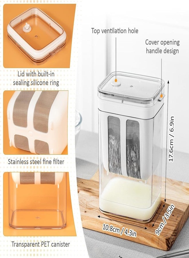 موكا صانعة الزبادي اليوناني والجبن الرائب من موكا ٢ في ١ | مصفاة شبكية دقيقة مع غطاء | صندوق تصفية سعة ١١٠٠ مل للزبادي والجبن والجبن الرائب المصنوع منزليًا | مستلزمات المطبخ والمنزل - Image 2
